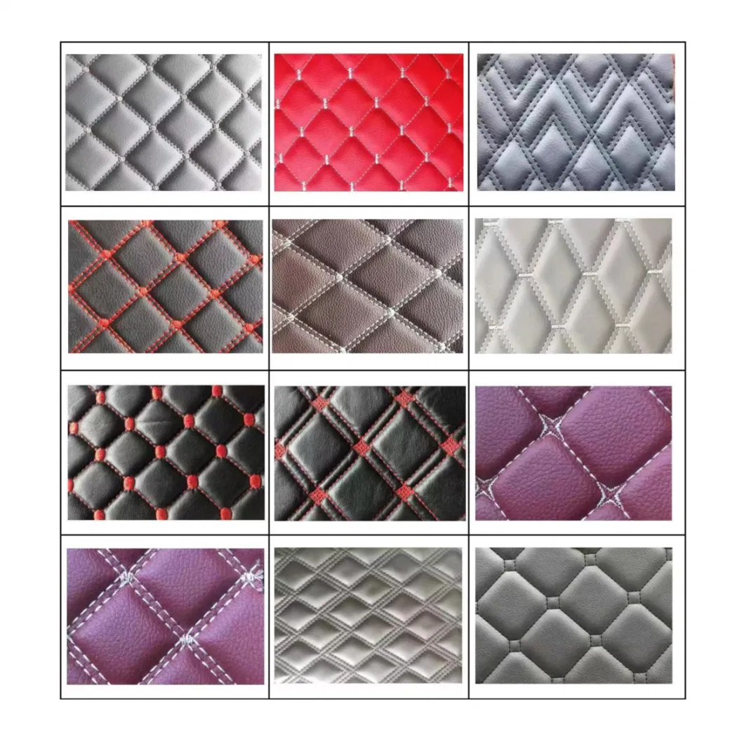 Eco Friendly PVC Stitching Leather Quilted PVC Faux Leather for Car Seats