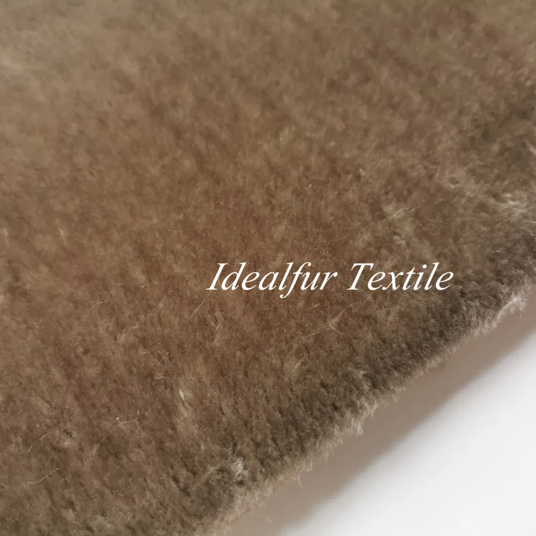 Short Pile Faux Fur Fabric with Sponge and Leather for Carpet or Cushion