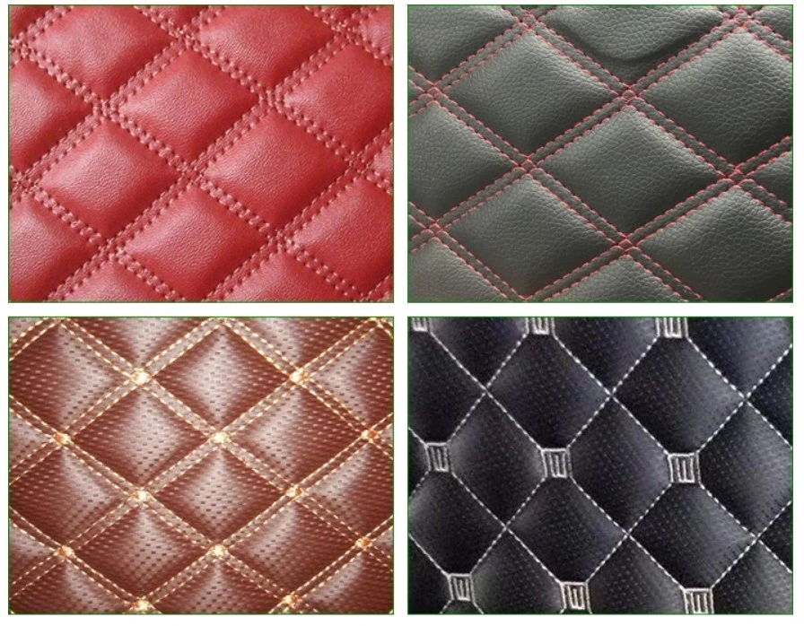 Quilted Diamond Stitching PU PVC Synthetic Embroidery Leather for Car Seat